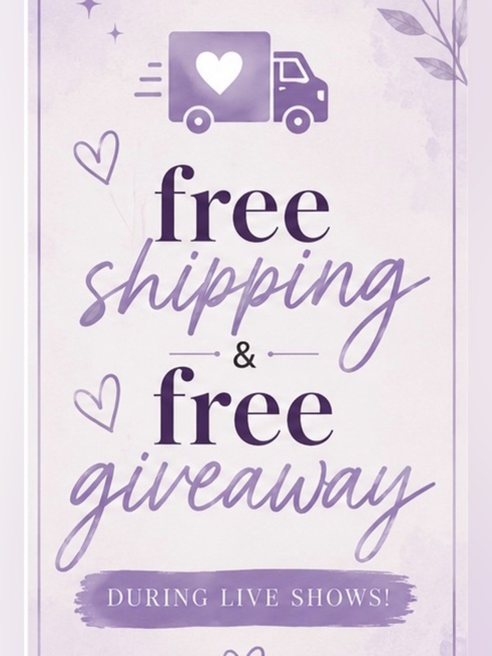 Free Shipping & Free Giveaway Poster - Lavender Text